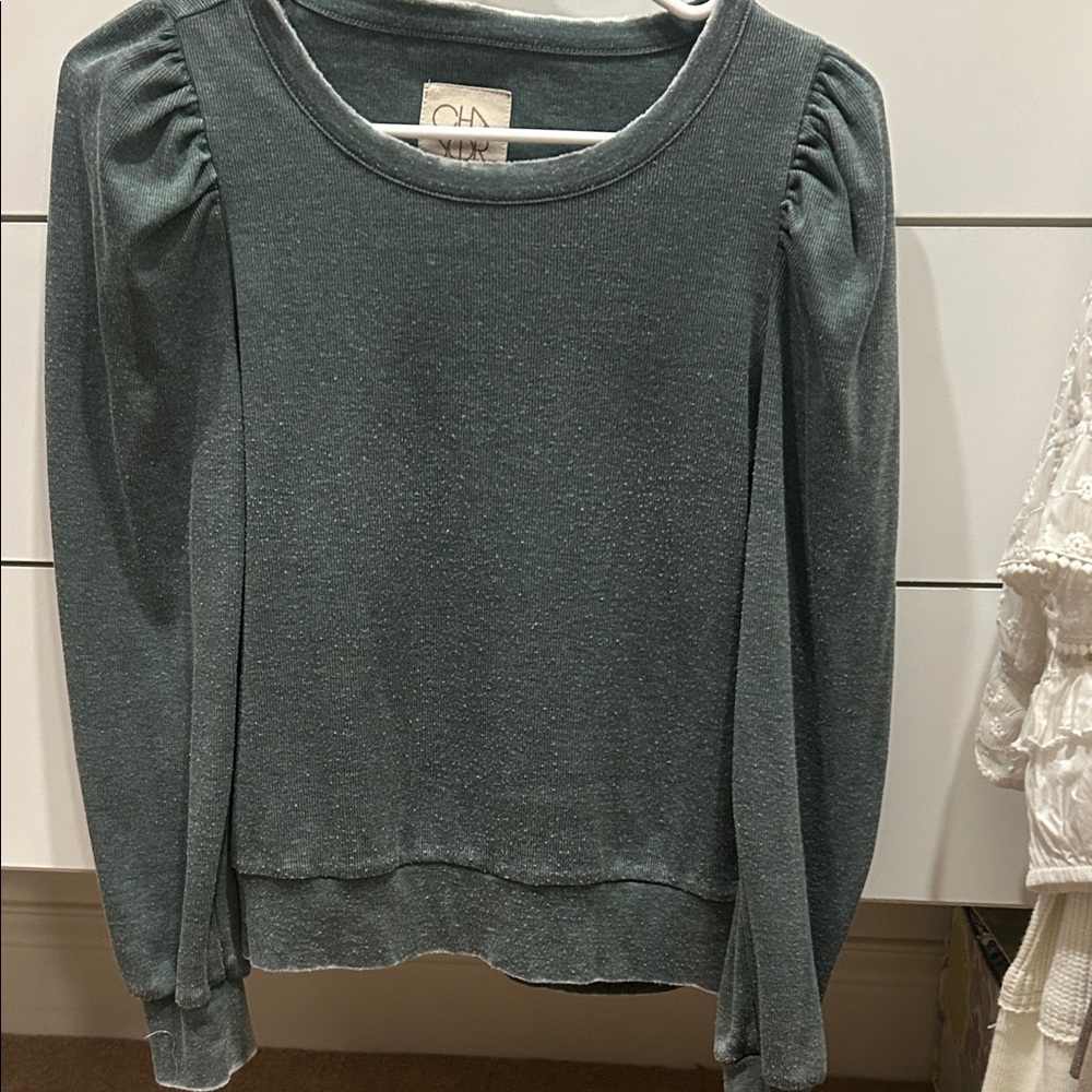 Cha Sor Puff Sleeve Long Sleeve Sweatshirt in green